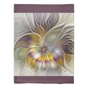 Abstract Colorful Fantasy Flower Fractal Art Duvet Cover