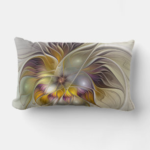 Abstract Colorful Fantasy Flower Fractal Art Lumbar Pillow