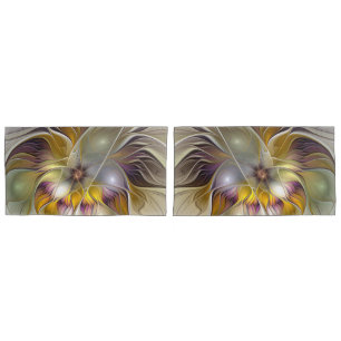 Abstract Colorful Fantasy Flower Fractal Art Pillow Case