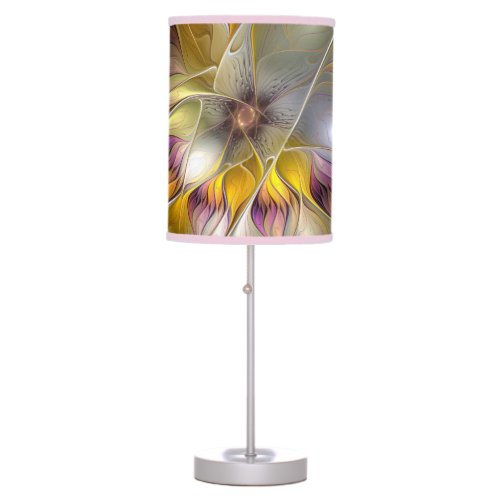Abstract Colorful Fantasy Flower Fractal Art Table Lamp