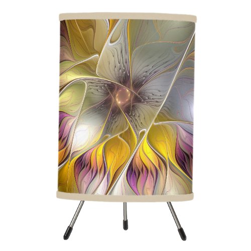 Abstract Colorful Fantasy Flower Fractal Art Tripod Lamp