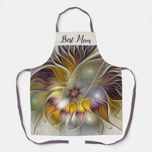 Abstract Colorful Fantasy Flower Fractal Best Mom Apron