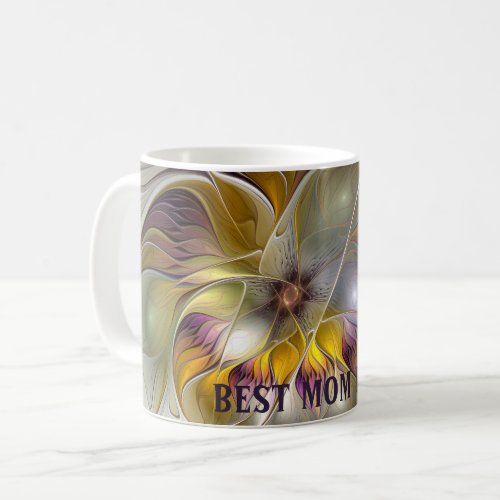 Abstract Colorful Fantasy Flower Fractal Best Mom Coffee Mug