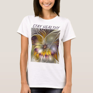 Abstract Colorful Fantasy Flower Fractal Own Text T-Shirt