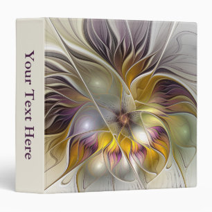 Abstract Colorful Fantasy Flower Modern Art Text 3 Ring Binder