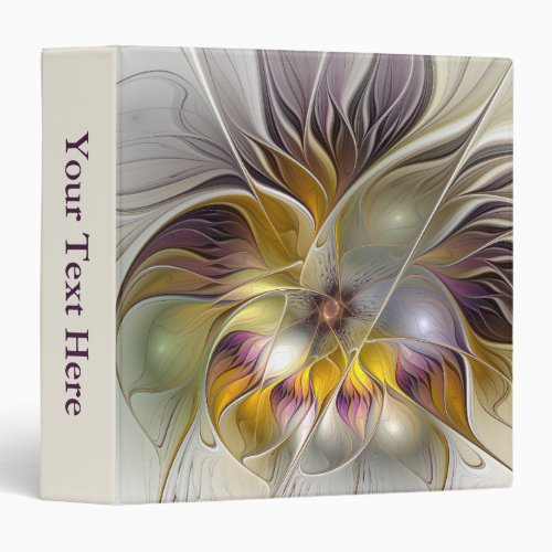 Abstract Colorful Fantasy Flower Modern Art Text 3 Ring Binder