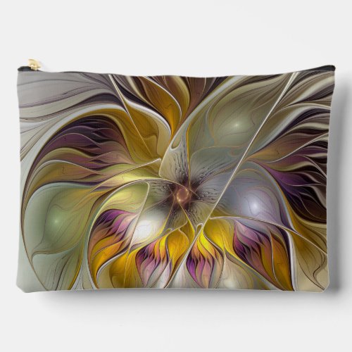 Abstract Colorful Fantasy Flower Modern Fractal Accessory Pouch