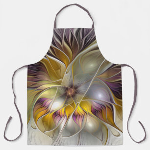 Abstract Colorful Fantasy Flower Modern Fractal Apron