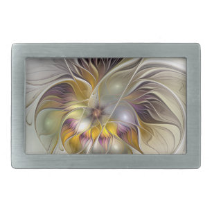 Abstract Colorful Fantasy Flower Modern Fractal Belt Buckle