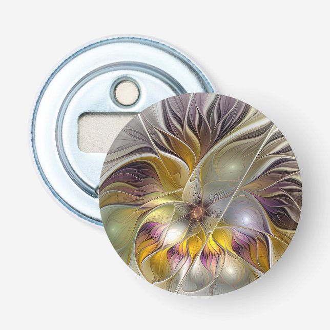Abstract Colorful Fantasy Flower Modern Fractal Bottle Opener (Front)