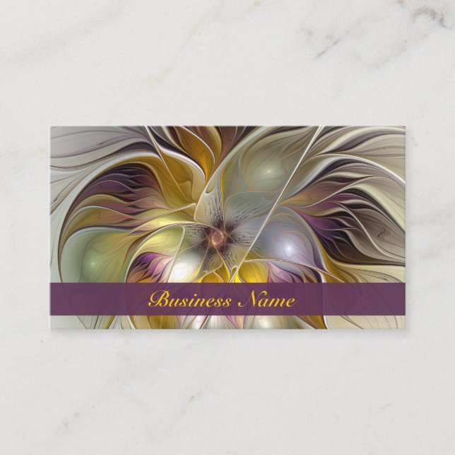 Abstract Colorful Fantasy Flower Modern Fractal Business Card (Front)