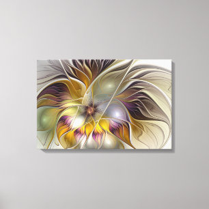 Abstract Colorful Fantasy Flower Modern Fractal Canvas Print