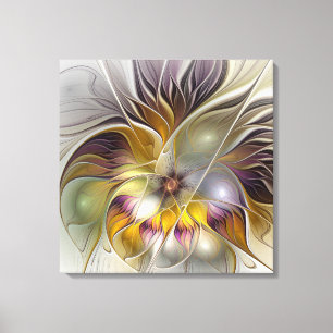 Abstract Colorful Fantasy Flower Modern Fractal Canvas Print
