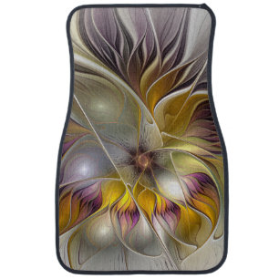 Abstract Colorful Fantasy Flower Modern Fractal Car Floor Mat