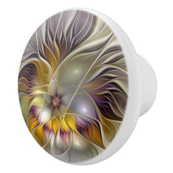 Abstract Colorful Fantasy Flower Modern Fractal Ceramic Knob by GabiwArt at Zazzle