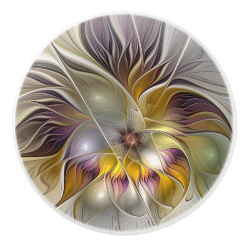 Abstract Colorful Fantasy Flower Modern Fractal Ceramic Knob