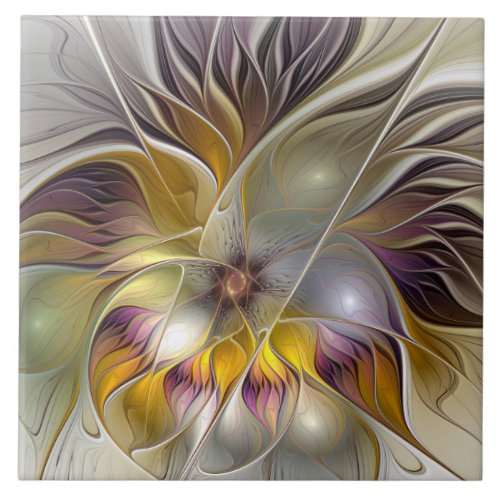 Abstract Colorful Fantasy Flower Modern Fractal Ceramic Tile