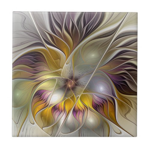 Abstract Colorful Fantasy Flower Modern Fractal Ceramic Tile