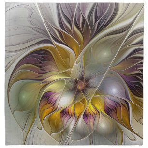 Abstract Colorful Fantasy Flower Modern Fractal Cloth Napkin