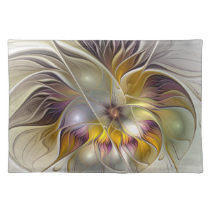 Abstract Colorful Fantasy Flower Modern Fractal Cloth Placemat