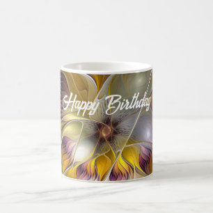 Abstract Colorful Fantasy Flower Modern Fractal Coffee Mug