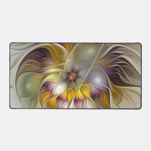 Abstract Colorful Fantasy Flower Modern Fractal Desk Mat