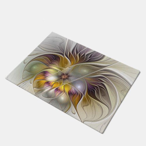Abstract Colorful Fantasy Flower Modern Fractal Doormat