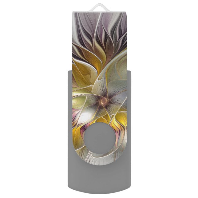 Abstract Colorful Fantasy Flower Modern Fractal Flash Drive (Front Vertical)