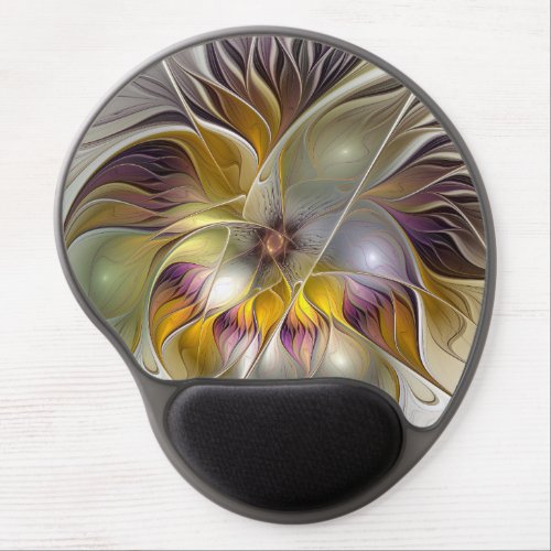 Abstract Colorful Fantasy Flower Modern Fractal Gel Mouse Pad