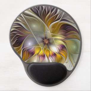 Abstract Colorful Fantasy Flower Modern Fractal Gel Mouse Pad