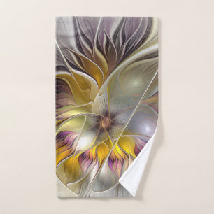 Abstract Colorful Fantasy Flower Modern Fractal Hand Towel