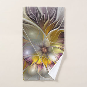 Abstract Colorful Fantasy Flower Modern Fractal Hand Towel