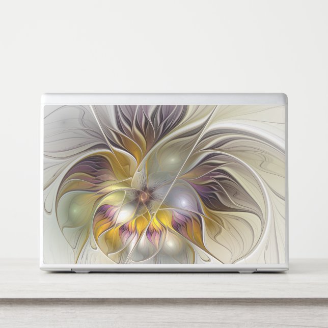 Abstract Colorful Fantasy Flower Modern Fractal HP Laptop Skin (Front)