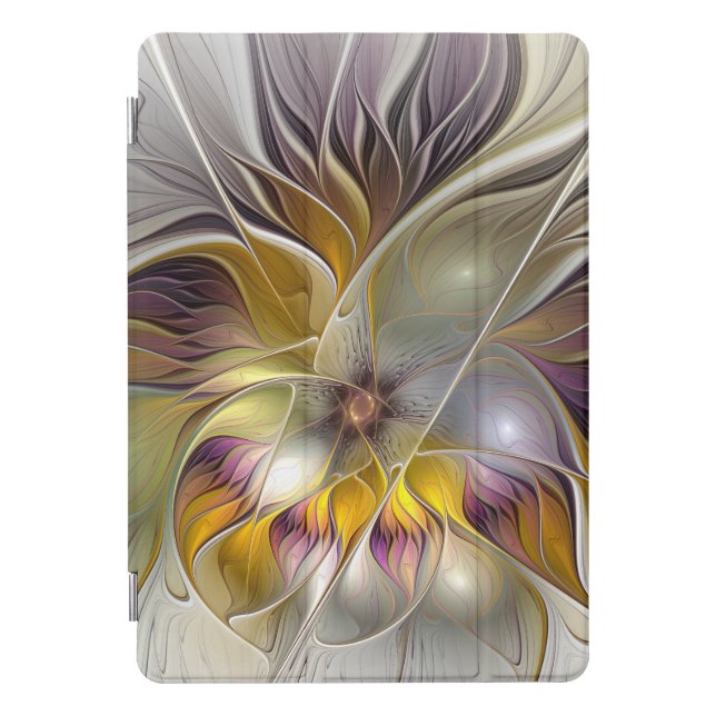 Abstract Colorful Fantasy Flower Modern Fractal iPad Pro Cover (Front)