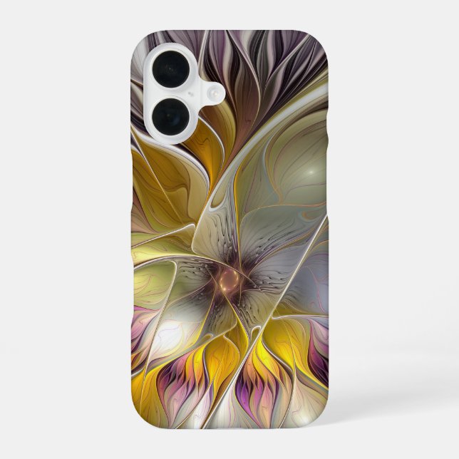 Abstract Colorful Fantasy Flower Modern Fractal iPhone Case (Back)