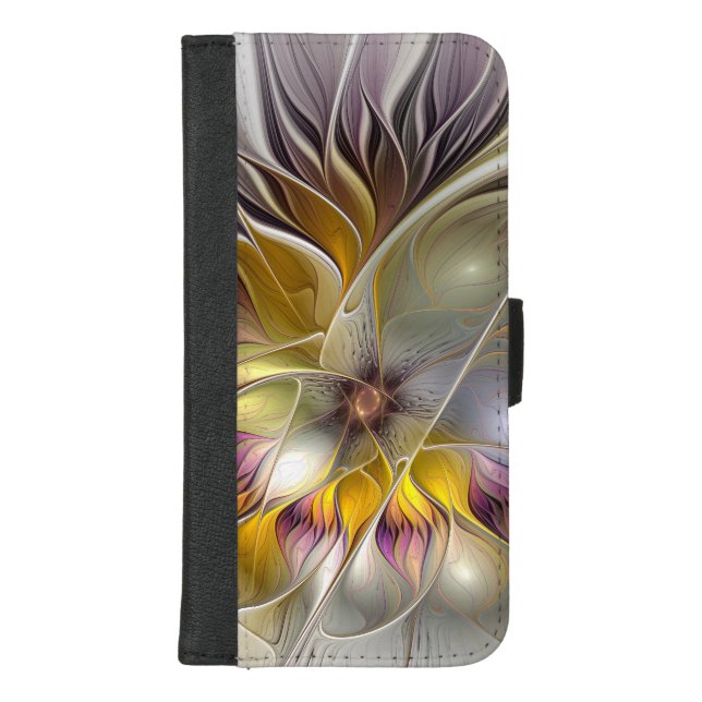 Abstract Colorful Fantasy Flower Modern Fractal iPhone Wallet Case (Front)
