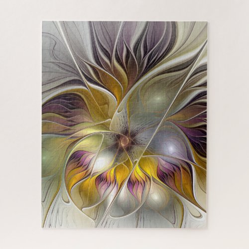 Abstract Colorful Fantasy Flower Modern Fractal Jigsaw Puzzle