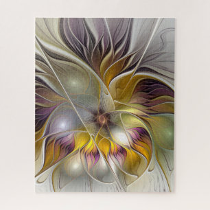 Abstract Colorful Fantasy Flower Modern Fractal Jigsaw Puzzle