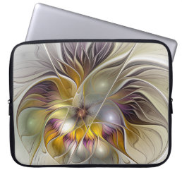Abstract Colorful Fantasy Flower Modern Fractal Laptop Sleeve