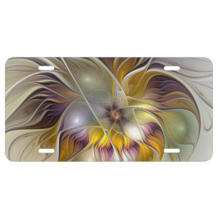 Abstract Colorful Fantasy Flower Modern Fractal License Plate