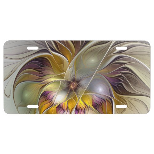 Abstract Colorful Fantasy Flower Modern Fractal License Plate