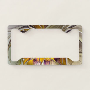 Abstract Colorful Fantasy Flower Modern Fractal License Plate Frame