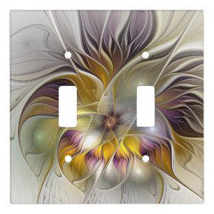 Abstract Colorful Fantasy Flower Modern Fractal Light Switch Cover