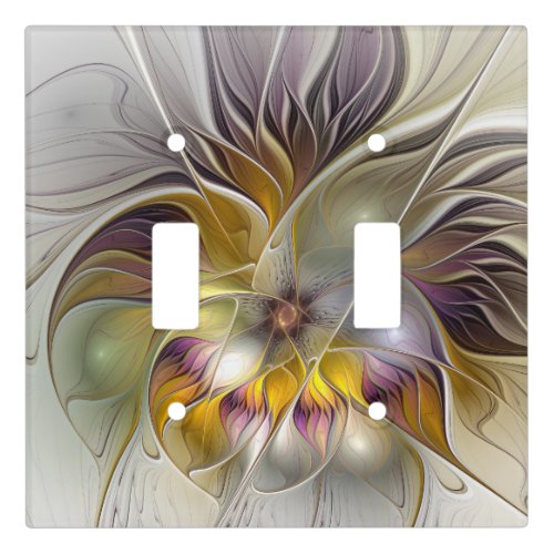 Abstract Colorful Fantasy Flower Modern Fractal Light Switch Cover