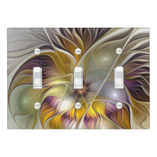 Abstract Colorful Fantasy Flower Modern Fractal Light Switch Cover