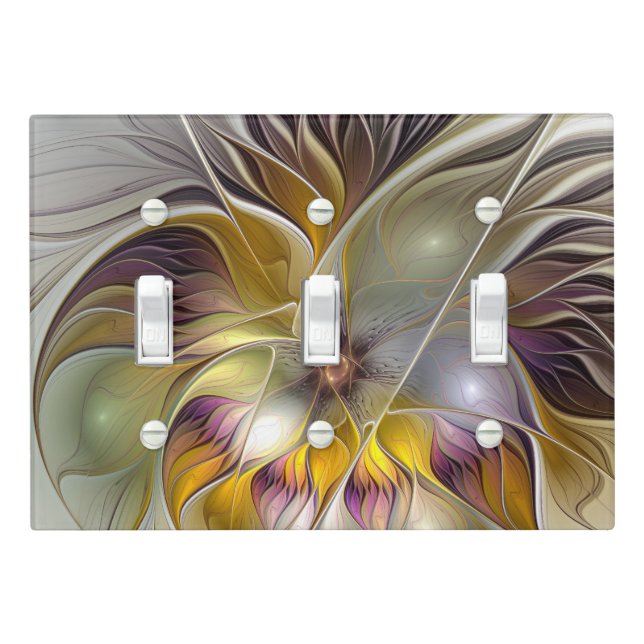 Abstract Colorful Fantasy Flower Modern Fractal Light Switch Cover (In Situ)