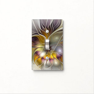 Abstract Colorful Fantasy Flower Modern Fractal Light Switch Cover