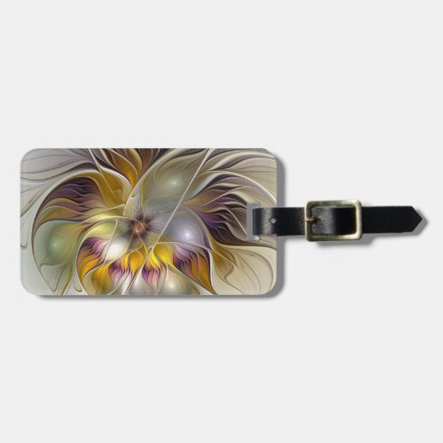 Abstract Colorful Fantasy Flower Modern Fractal Luggage Tag
