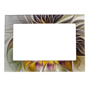 Abstract Colorful Fantasy Flower Modern Fractal Magnetic Frame