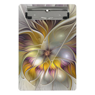 Abstract Colorful Fantasy Flower Modern Fractal Mini Clipboard